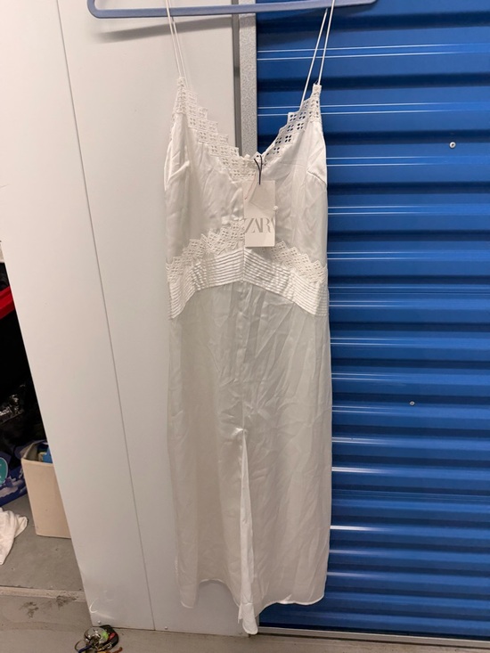 Zara Other - Nwt xs Zara White Lace-Trim Slip white midi   Dress